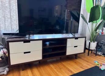 TV Stand - dark wood with 4 drawers