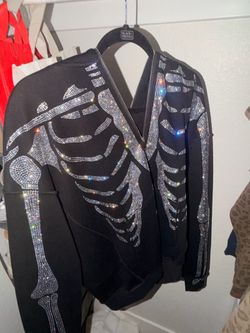 Kl clothing Swarovski skeleton zip up