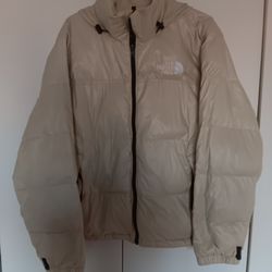 The North Face Womens Retro Nuptse 700 Down Puffer Medium Khaki Stone