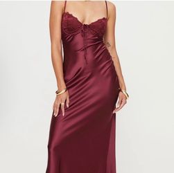 Princess Polly Burgundy Satin Maxi Dress