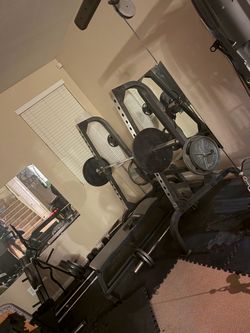Squat rack and bench press