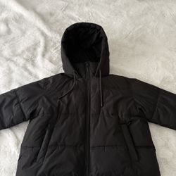 Zara Black Hooded Puffer Jacket
