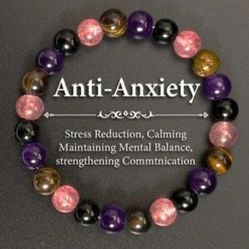 1pc Handcrafted Anti-Anxiety Bracelet with Tiger Eye, Amethyst & Citrine Beads - Elastic, Fragrance-Free Jewelry for Men & Women, Promotes Relax, Calm