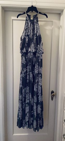 Gray And Silver Pleated Long Gown Size 12 NEW!