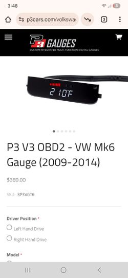 Brand New P3 Guage For Mk6 Golf