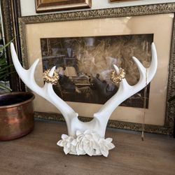 White Antler Floral Wall Hanging Free Stand Jewelry Holder Display Organize Necklace Bracelet Ring 