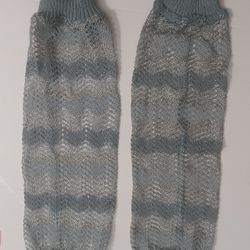 Boot Socks Light Blue & Silver Glitter Women's