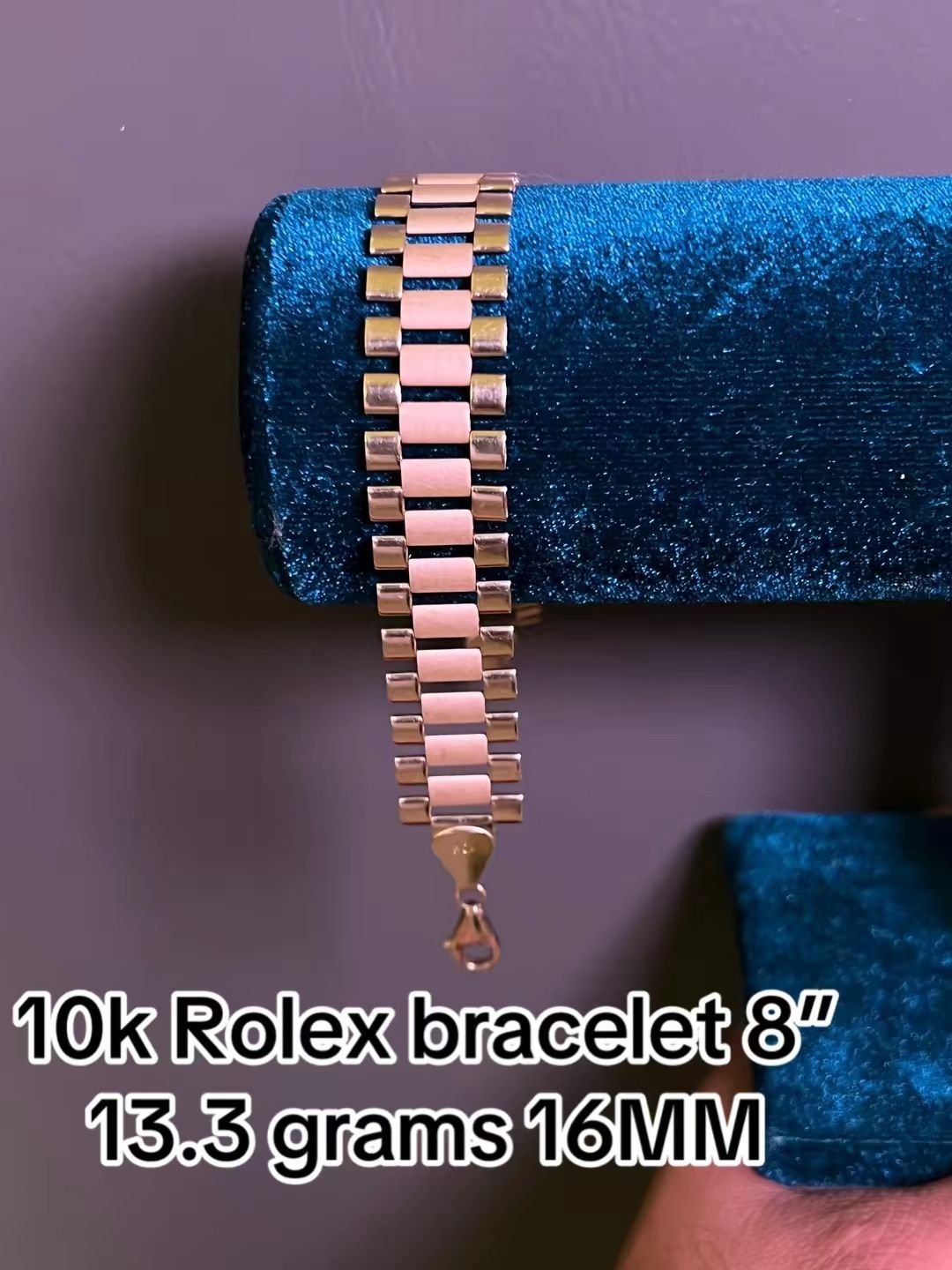 10k ROLEX bracelet 8”—-16MM