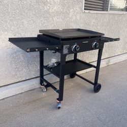 VIVOHOME 2-Burner 30,000 BTU Propane Gas Grill, Folding Flat Top Grill with Side Shelves, Picnics & Family BBQ, Heavy-Duty Rust-Resistant Griddle
