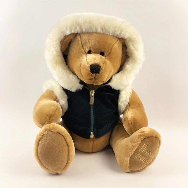 Harrods Vintage 2001 Plush 14" Christmas Teddy Bear - Hooded Jacket
