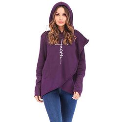 Purple, stylish,  faith sweatshirt with hood. Size XL.