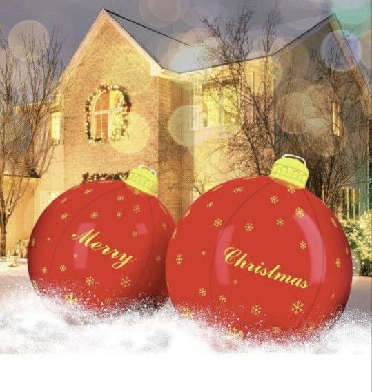 Brand New 2 Pieces PVC Inflatable Christmas Balls ,24 Inch Large Inflatable