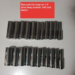 Blue point by snap-on 1/4 drive 6 point deep socket sets Metric and SAE- Read Full Description