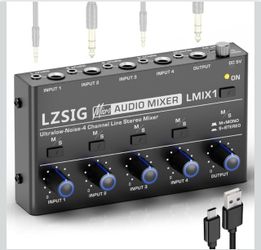 *READ* LZSIG Mini Audio Mixer, Ultra Low-Noise, 4-Channel, 4 IN 1 OUT Stereo Line Mixer