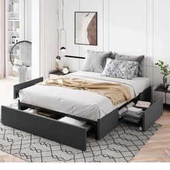 Bed Frame, Nightstand And Mattress