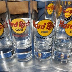 HRC  Honolulu , Nsshville , Niagra Falls And Phoenix Set Of 4 Shot Glasses