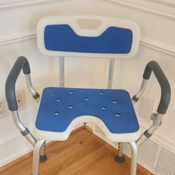 Shower Chairwith Arms Back Height Adjustable Legs Non Slip Feet
