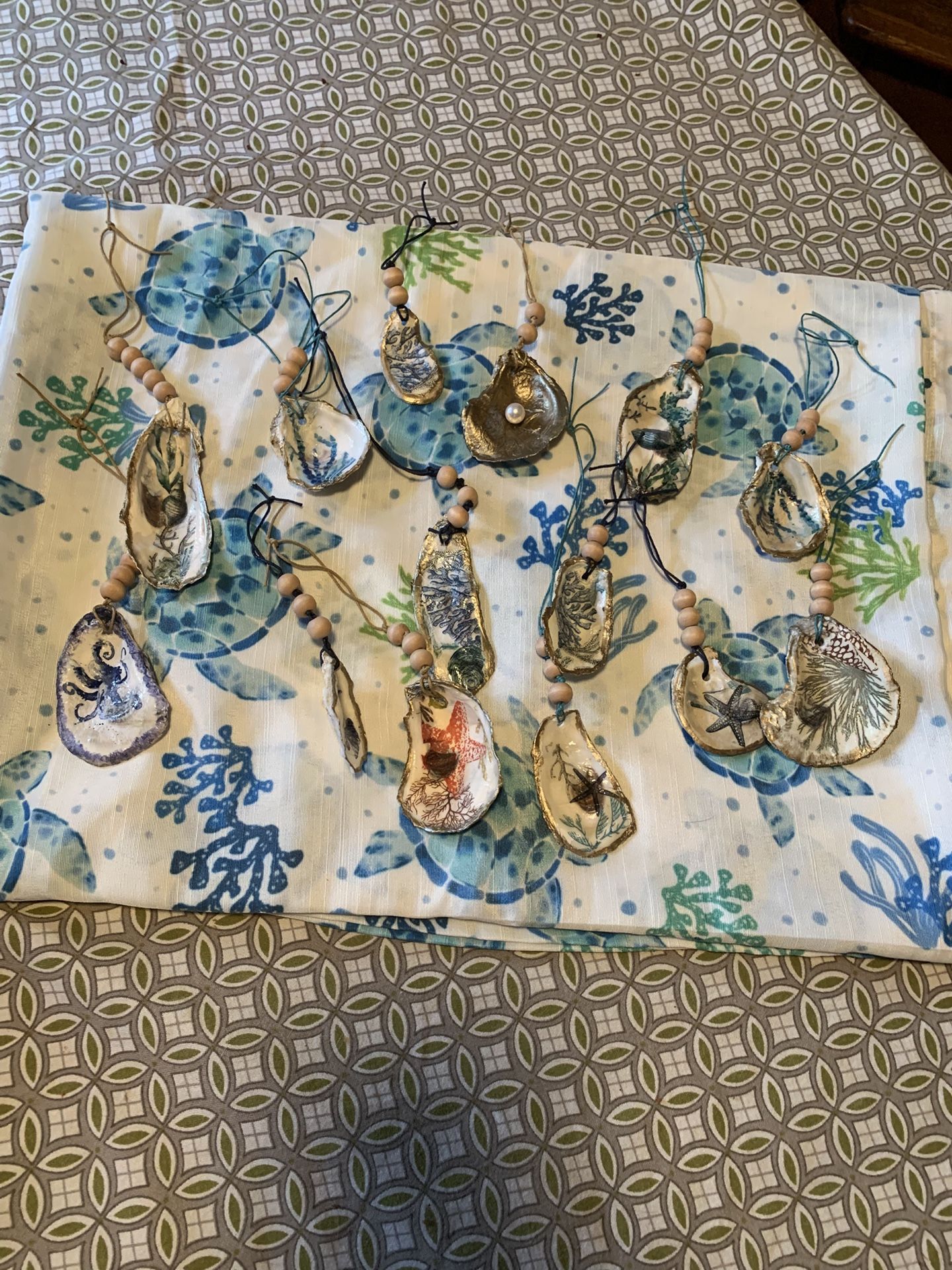 Decoupage Oyster Shell Ornaments.