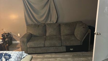 Gray Brown Fabric 3-Seat Sofa. Ashley furniture