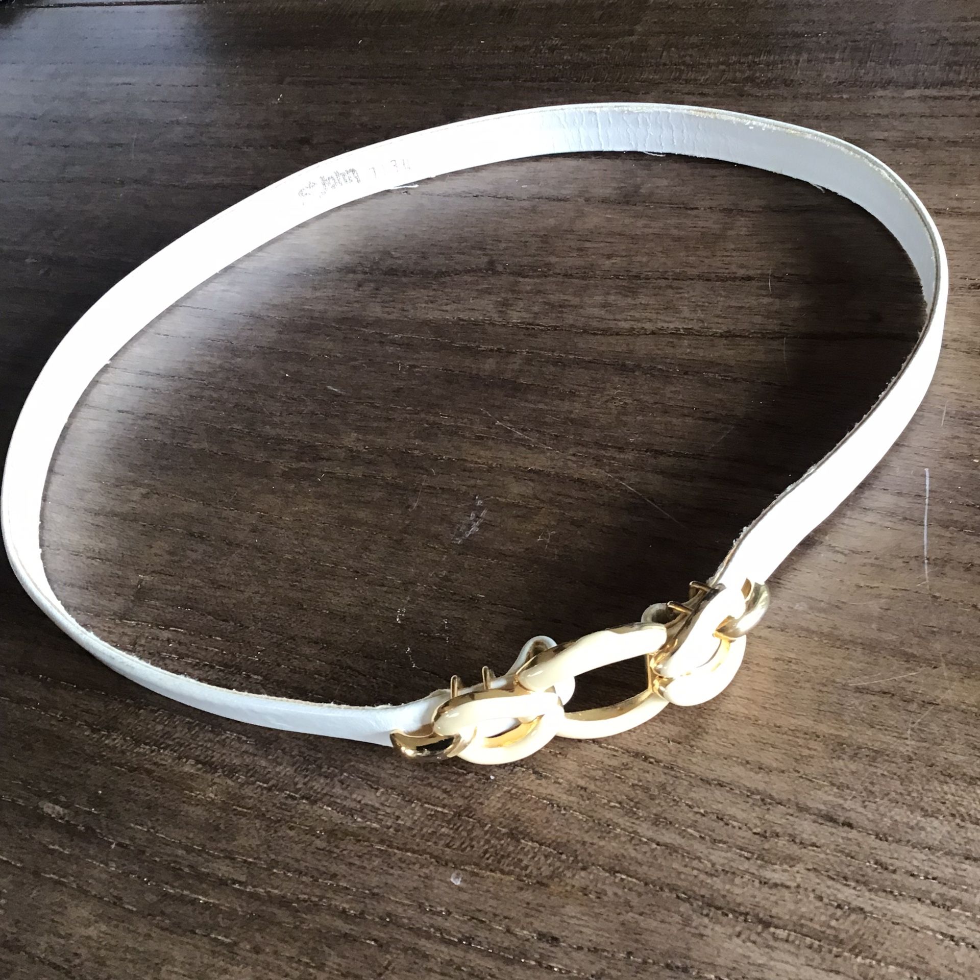 Vintage St. John White Skinny Belt with Cream Colored Clasp (XS/S)