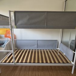 IKEA VITVAL Twin Bunk bed frame with wooden bed slats.