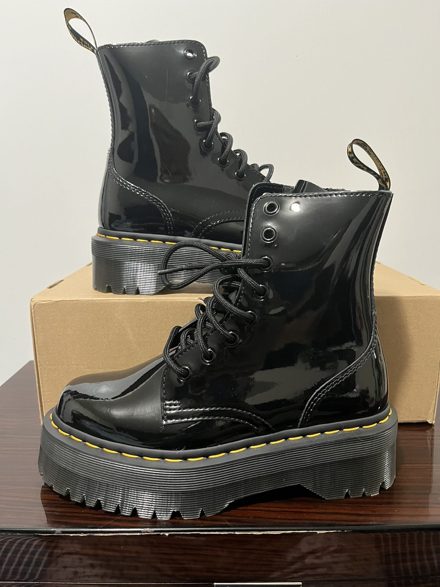 Martens Jadon Black Patent Leather Ankle Boots Men's Size