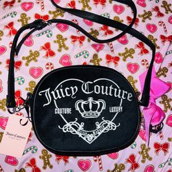 New Black Juicy Couture Crossbody Bag Purse Vintage Style Couture Luxury Y2K 