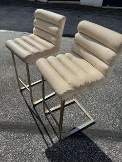 Pair of Channel Tufted Bar Stools