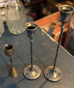 Set Of 3 Metal Candlestick Holders - $10