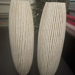 2 Tall Vase Off White New. 