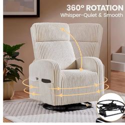Beige  corduroy swivel recliner chair New