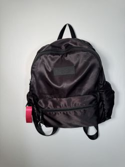 bebe Black Satin Look Logo Print Pattern Shoulder Bag Purse Pink Zip Closure