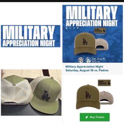 Dodgers Military Theme night Hat LA Snapback SGA 8/16/25