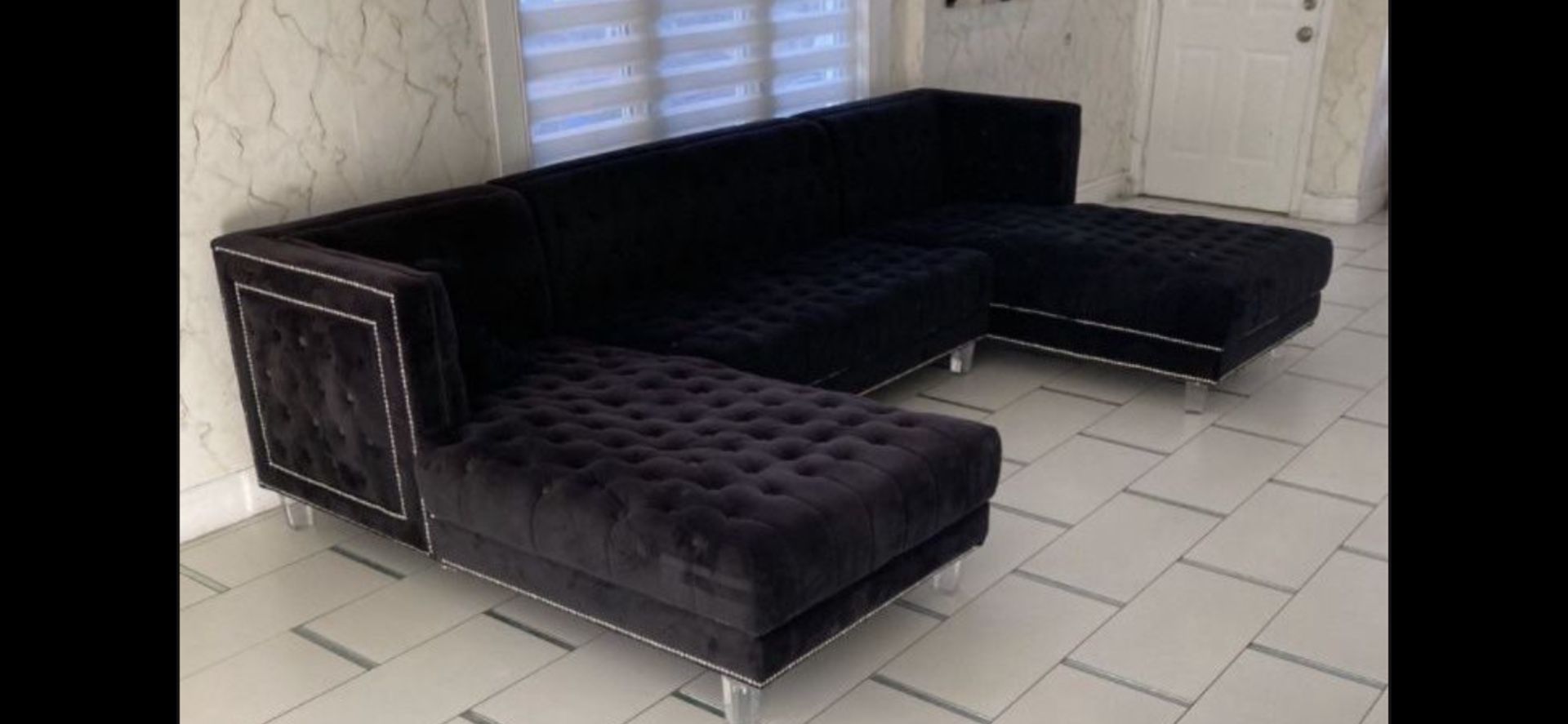 Black Velvet Sectional Sofa