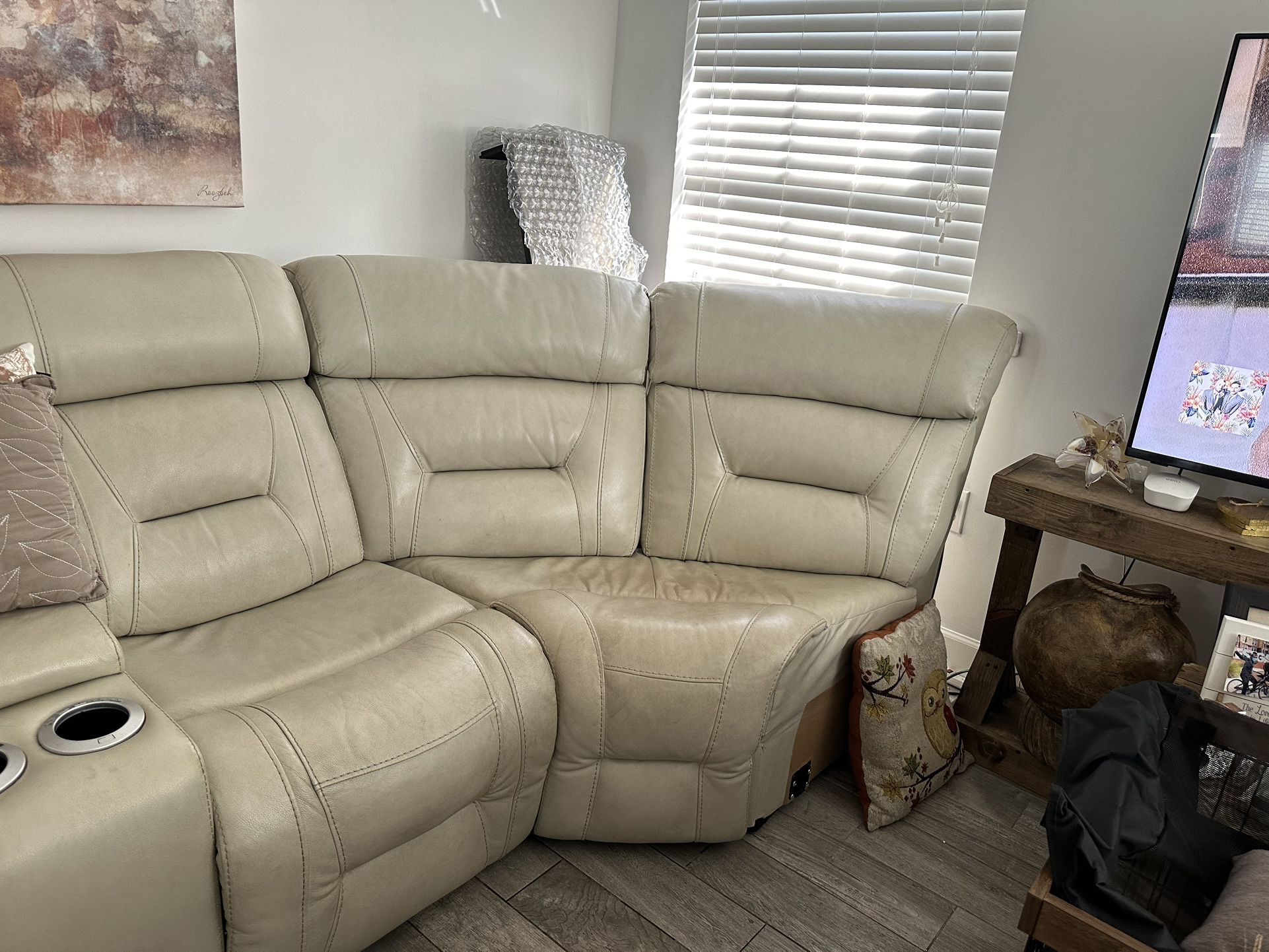 Electric Beige Recliner  Sectional With Lights 