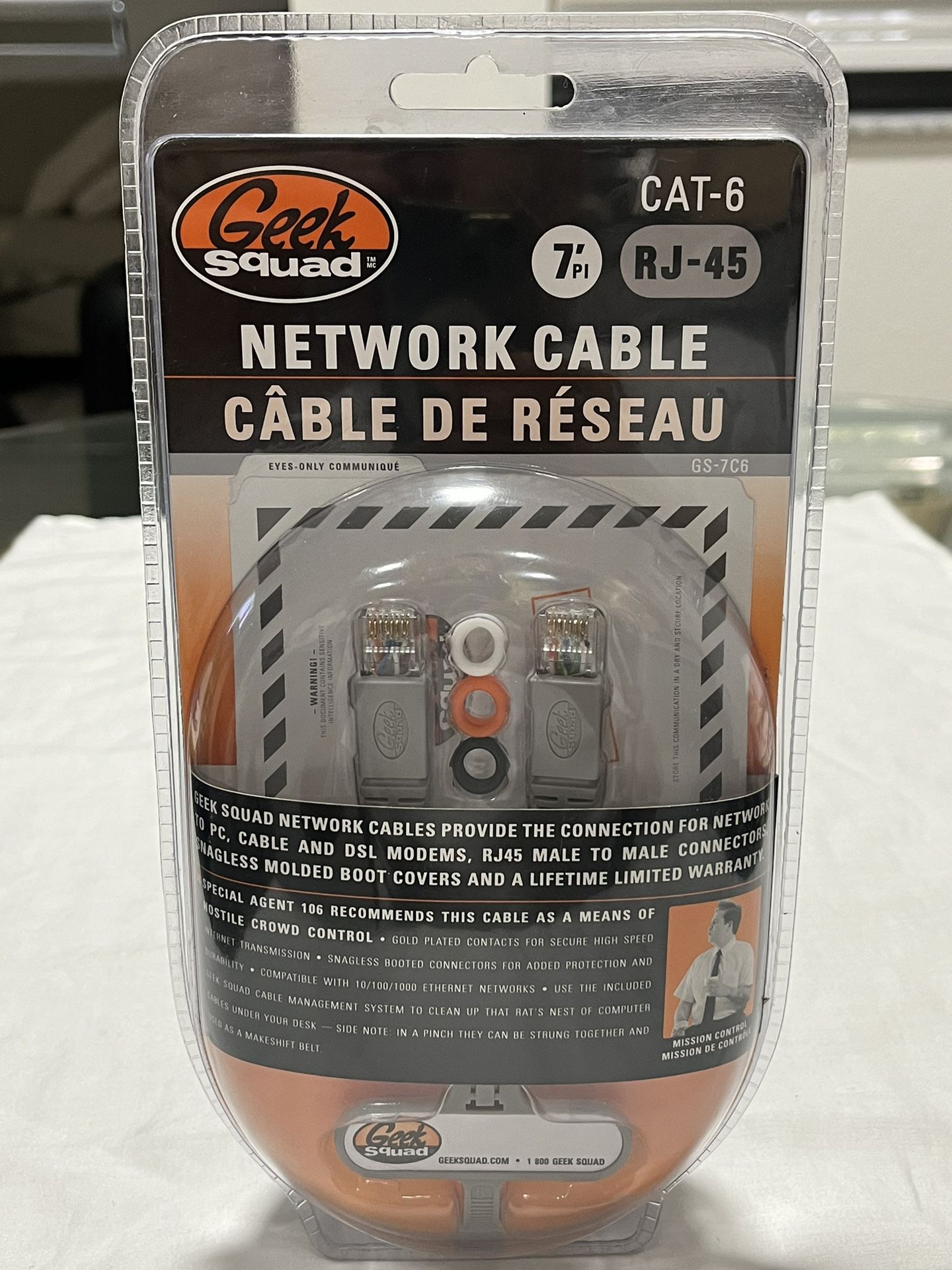 Geek Squad Network Cable 7” CAT-6 RJ-45 GS-7C6