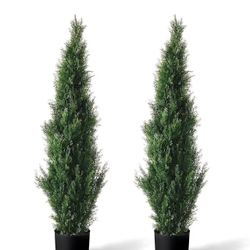 Set of 2 Pre-Potted 3 Feet Faux Cedar Tree