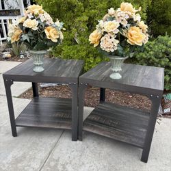 Gray Modern End Table Nightstand Set Great Condition