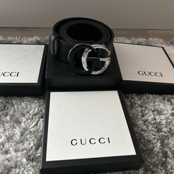 Unique Black And Silver Gucci Belt 26-30 Waist 