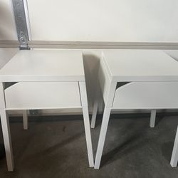 2-IKEA Selji White Metal Nightstands