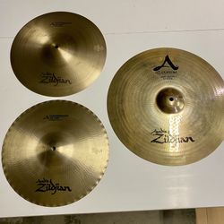 3 Zildjian A Cymbals 16” Fast Crash 13” Mastersound Hihats 3:4” Crack In Top 13” $325 Cash In Upland 91784