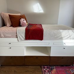 West Elm 3 in 1 bed/dresser/desk made of solid wood