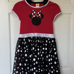 Disney Girls Sequined Tulle Minnie Mouse  Dress Lg 