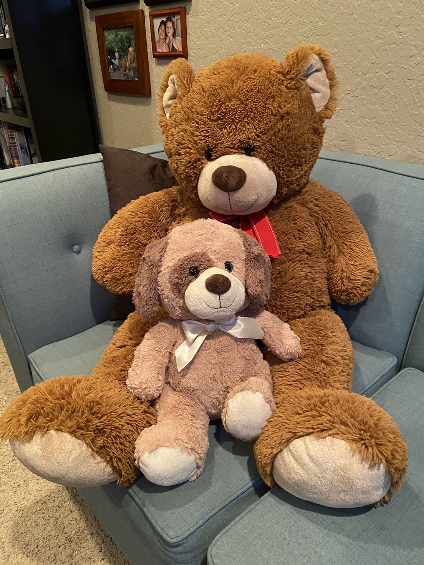 Giant Teddy Bear with small stuffed doggy.
