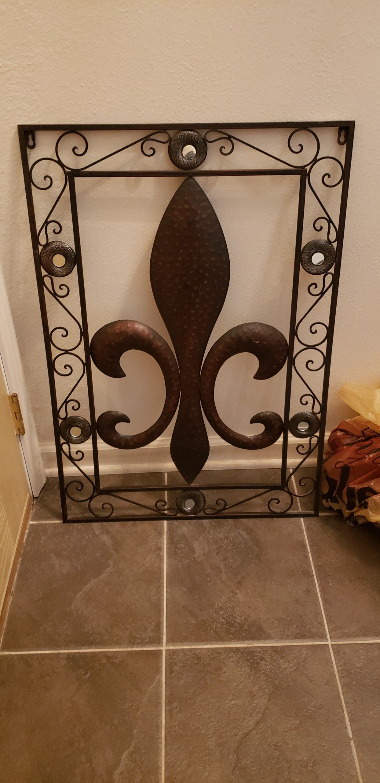 Large metal Fleur-de-lys wall art