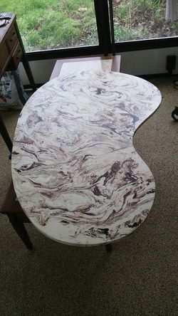 MCM Kidney shaped faux marble coffee table top