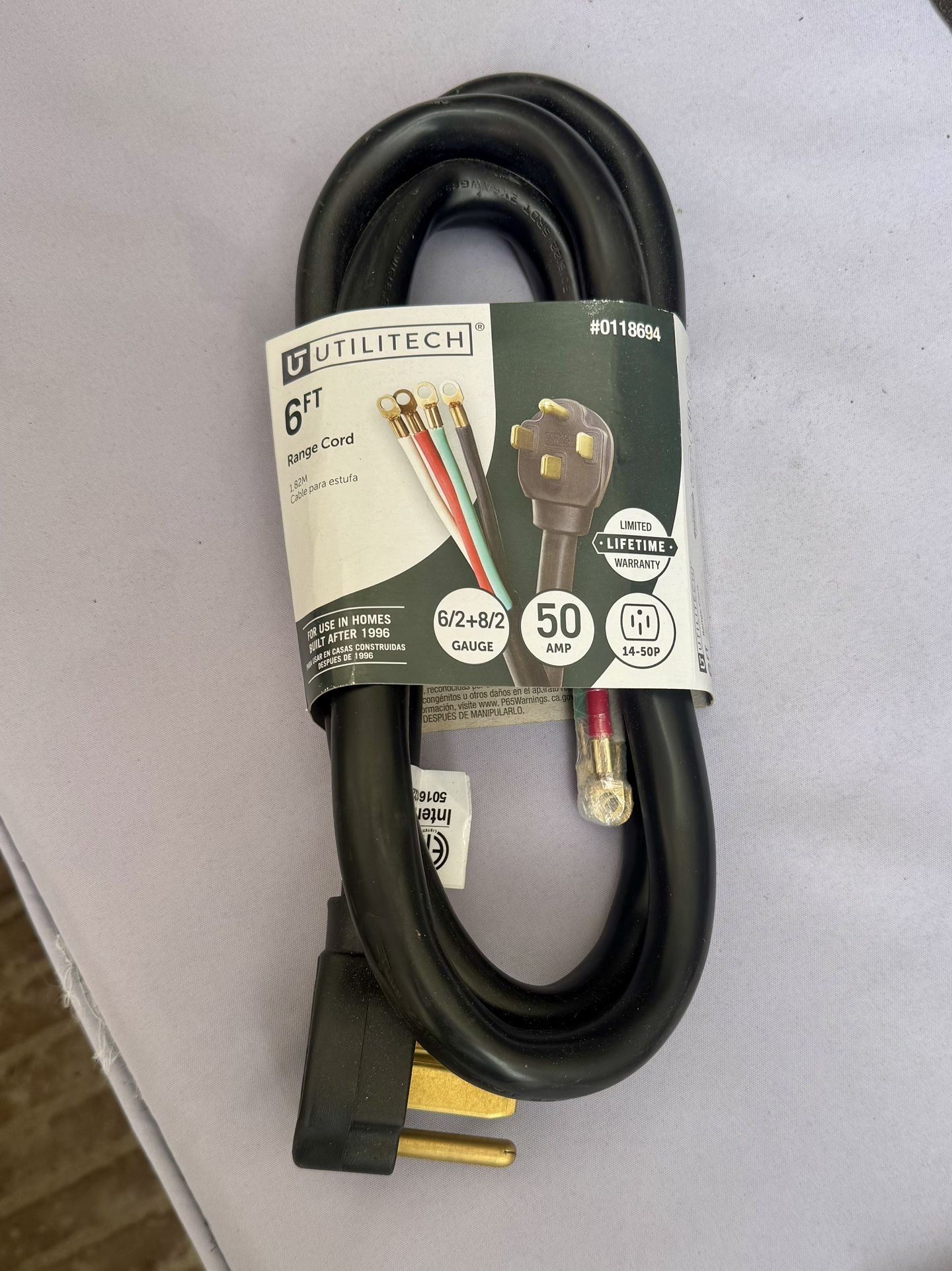 Utilitech 6 Ft 50 Amp Range Cord