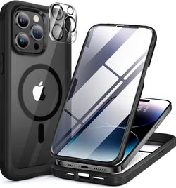 Miracase Glass Series Designed for iPhone 14 Pro Max Case 6.7 Inch, Upgrade Full-Body Magnetic Case with Built-in 9H Tempered Glass Screen Protector,