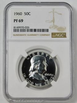 1960 Silver Franklin Half Dollar "BIG GRADE" NGC Gem Proof 69