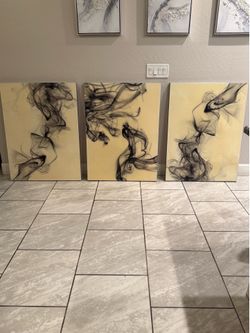Set of 3 marble paintings